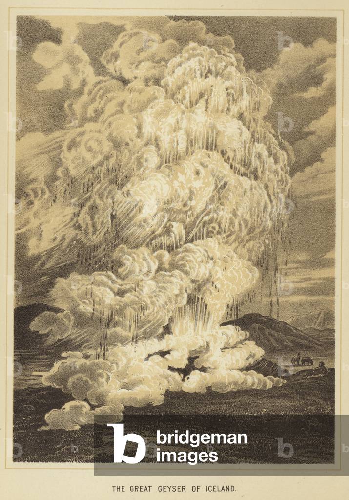 The Great Geyser of Iceland (colour litho)