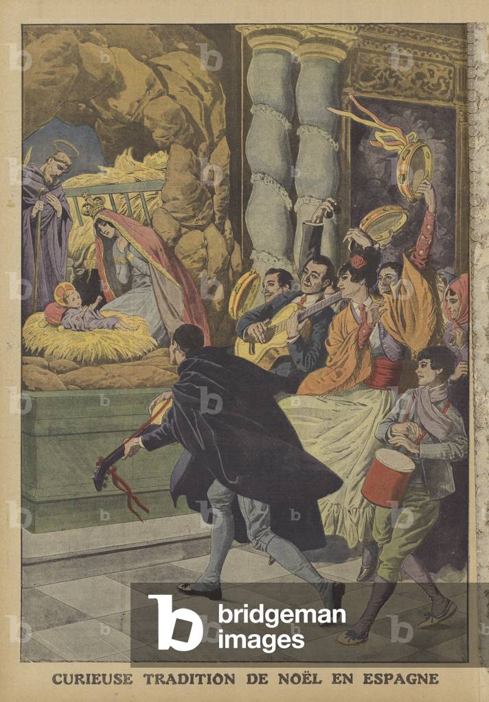 A curious Christmas tradition in Spain (colour litho)
