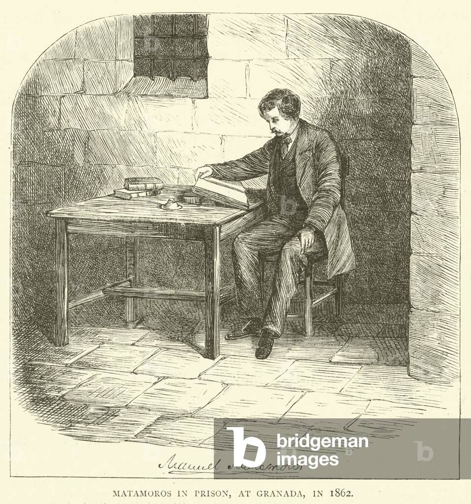 Matamoros in Prison, at Granada, in 1862 (engraving)
