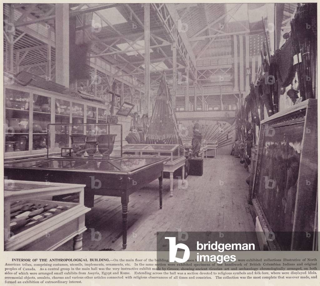Chicago World's Fair, 1893: Interior of the Anthropological Building (b/w photo)