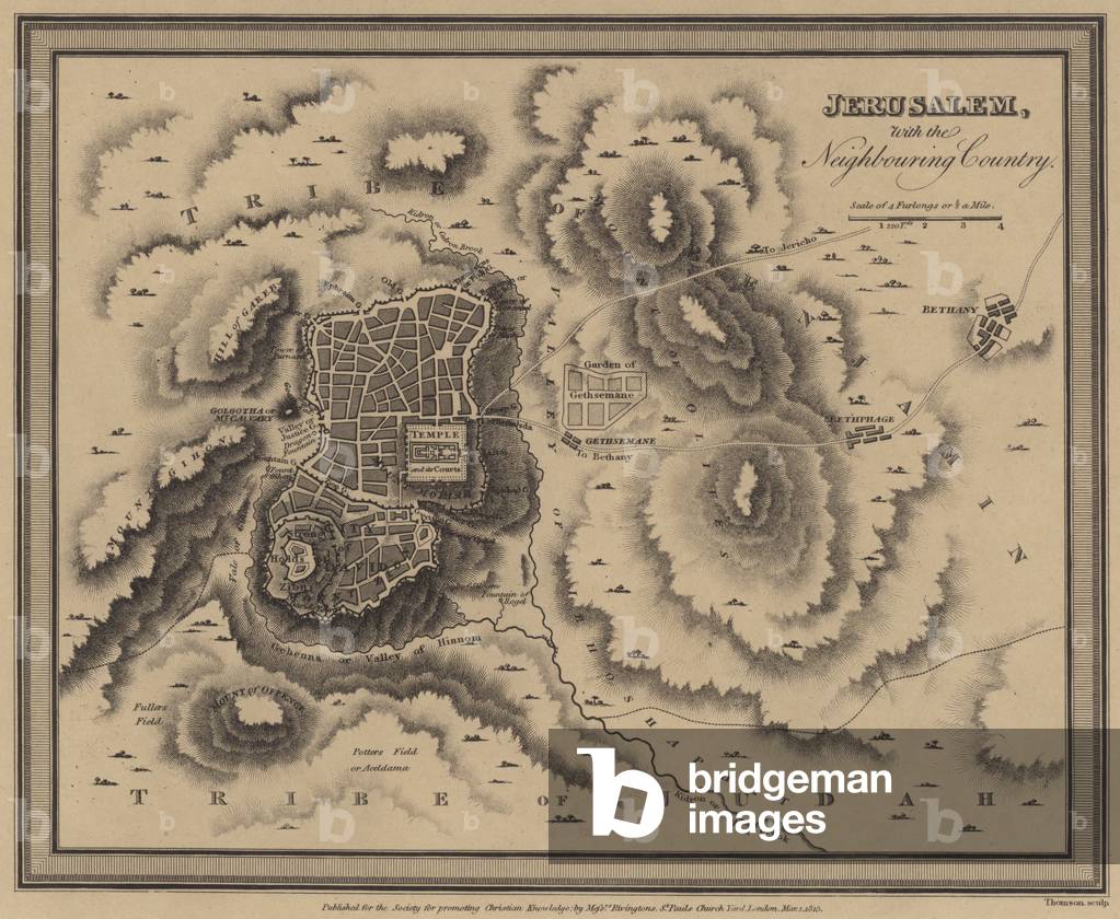 Jerusalem, with the neighbouring country (engraving)