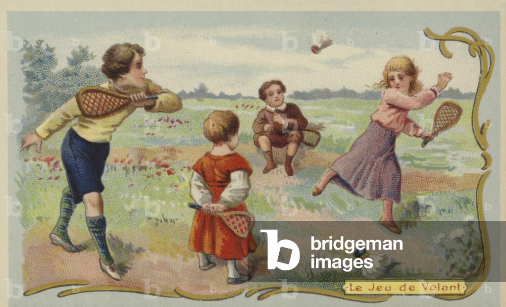 Game of badminton (chromolitho)