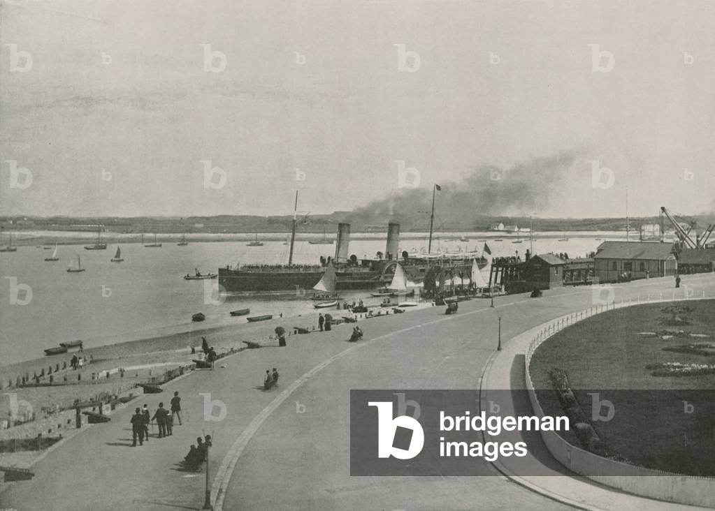 Fleetwood, the Promenade: Departure of the Isle of Man Steamer (b/w photo)