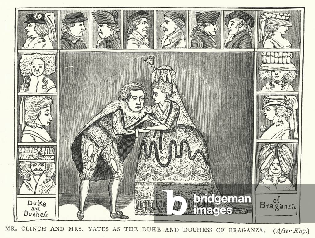 Mr Clinch and Mrs Yates as the Duke and Duchess of Braganza (engraving)