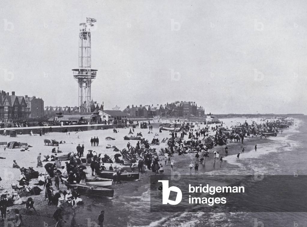 Beach and Tower, looking North from Britannia Pier (b/w photo)