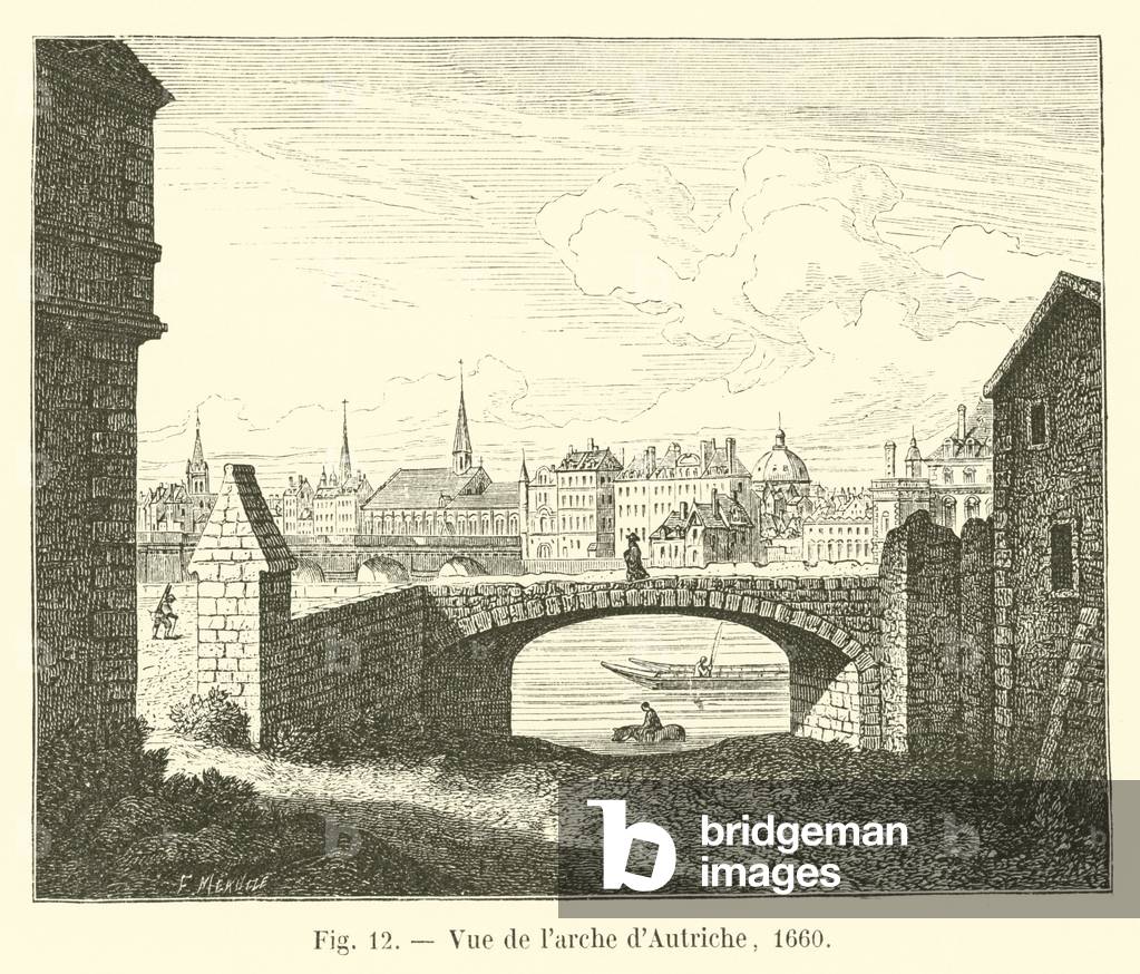 Vue de l'arche d'Autriche, 1660 (engraving)