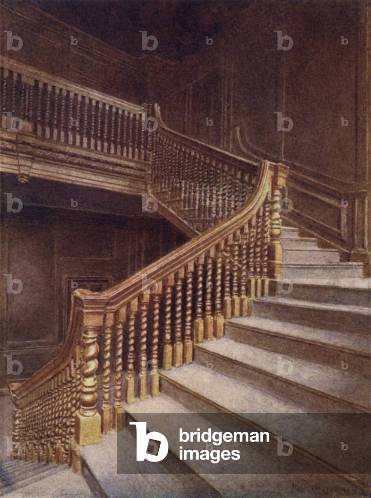 Staircase of No 10 Austin Friars, 1895 (colour litho)