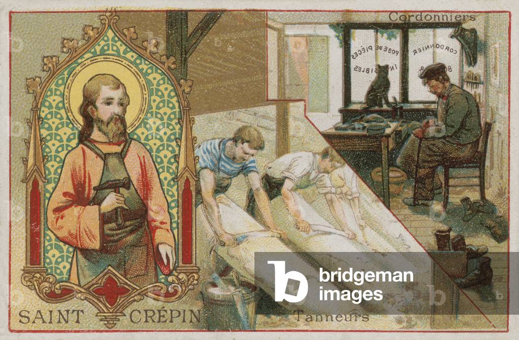 St Crispin, cobblers and tanners (chromolitho)