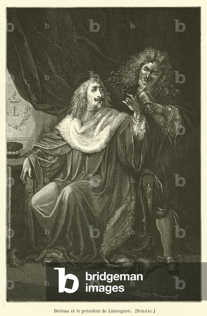 Boileau et le president de Lamoignon, Boileau (engraving)
