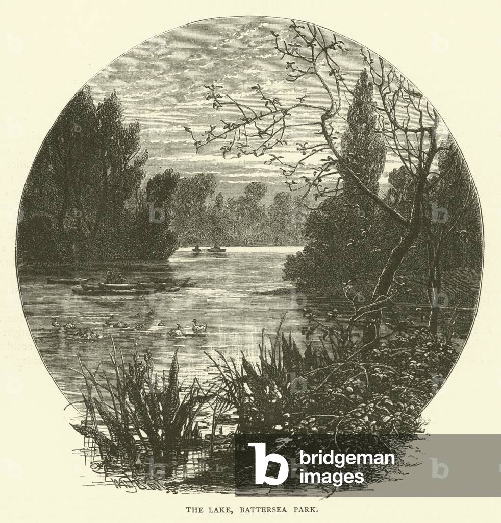 The Lake, Battersea Park (engraving)