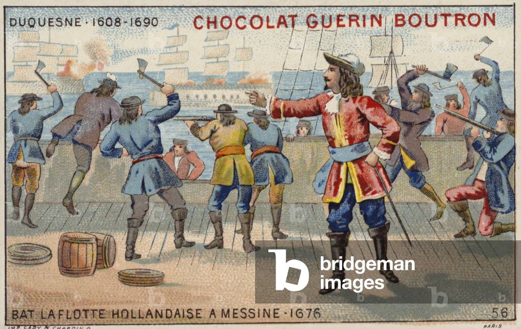 Abraham Duquesne defeating the Dutch fleet at Messina, 1676 (chromolitho)