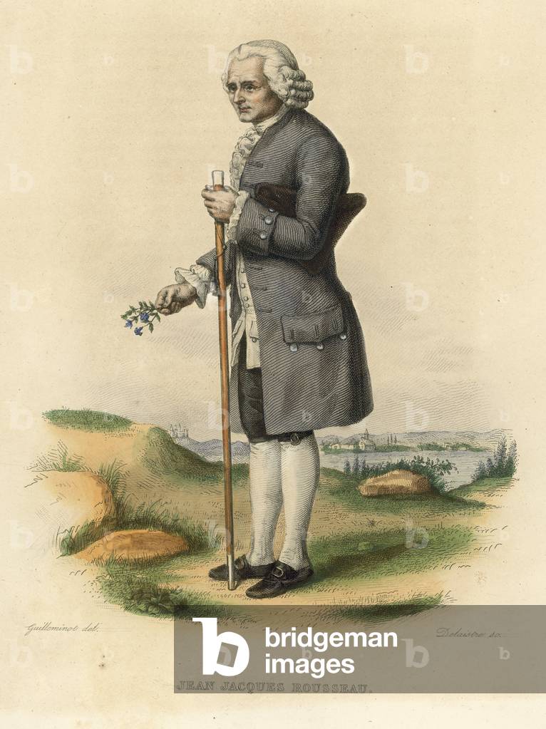 Jean Jacques Rousseau (coloured engraving)