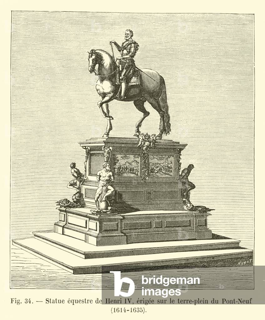 Statue equestre de Henri IV, erigee sur le terre-plein du Pont-Neuf, 1614-1635 (engraving)