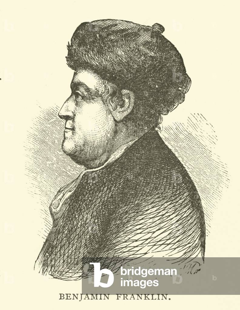 Benjamin Franklin, American polymath (engraving)