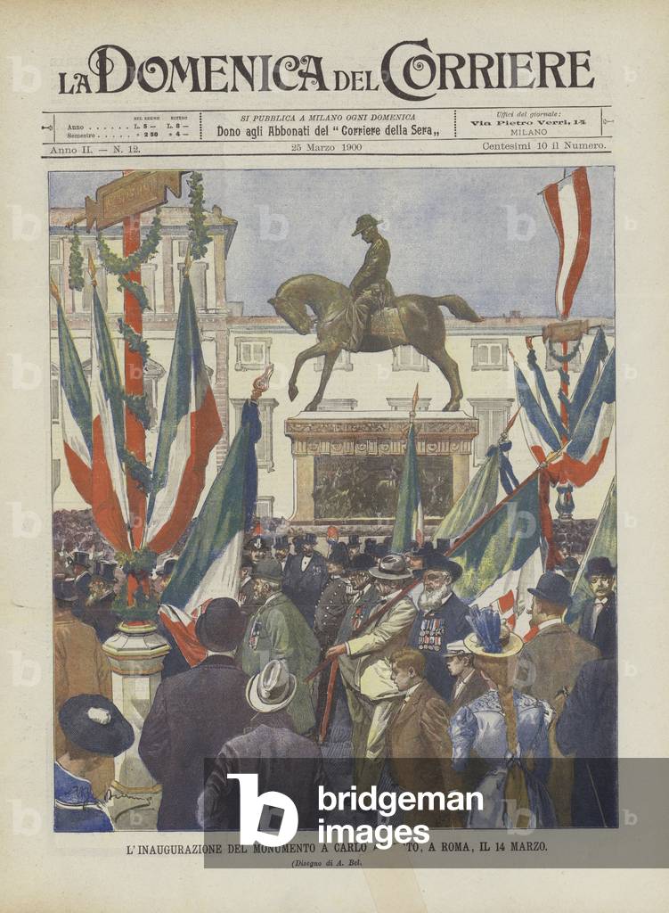 The Inauguration Of The Monument To Carlo Alberto, In Rome, On March 14th (colour litho)