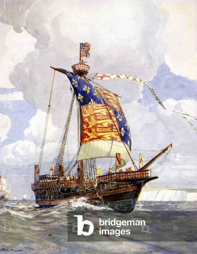 A Fourteenth Century Ship, circa 1300 (colour litho)