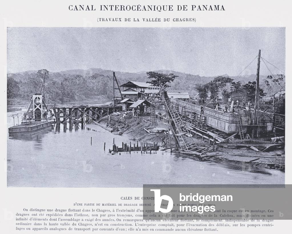 Canal Interoceanique De Panama, Travaux De La Vallee Du Chagres (b/w photo)