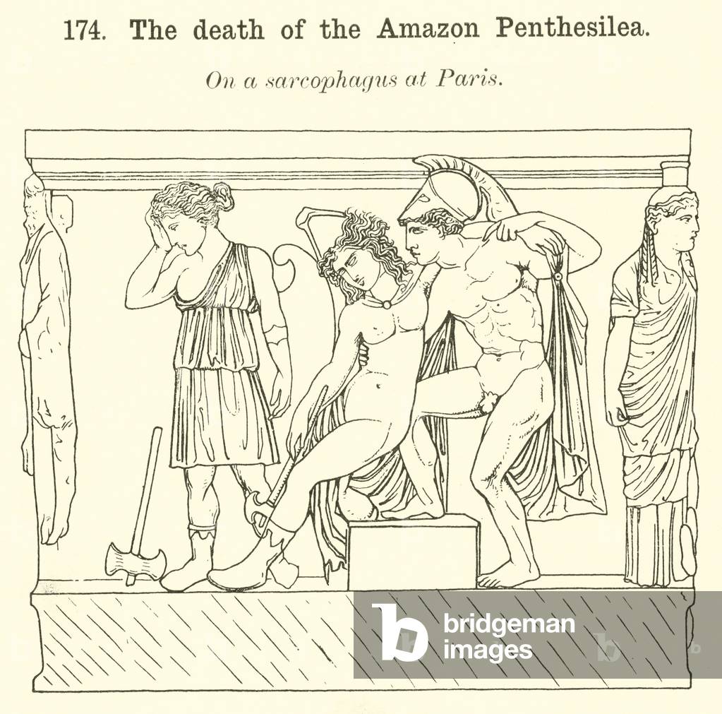 The death of the Amazon Penthesilea (engraving)