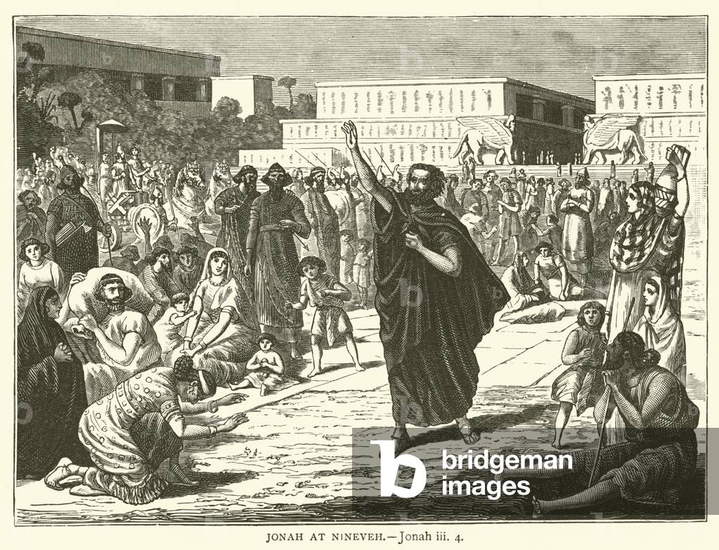 Jonah at Nineveh, Jonah, iii, 4 (engraving)