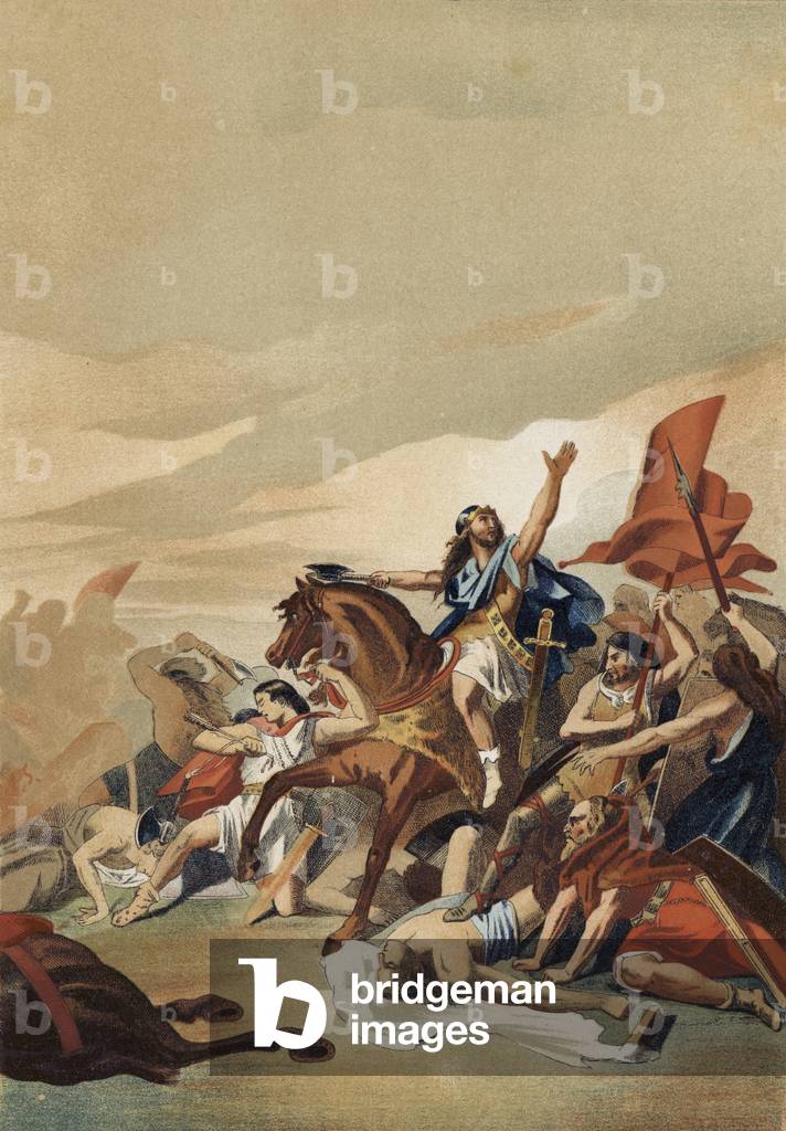 Battle of Tolbiac, 496 (chromolitho)