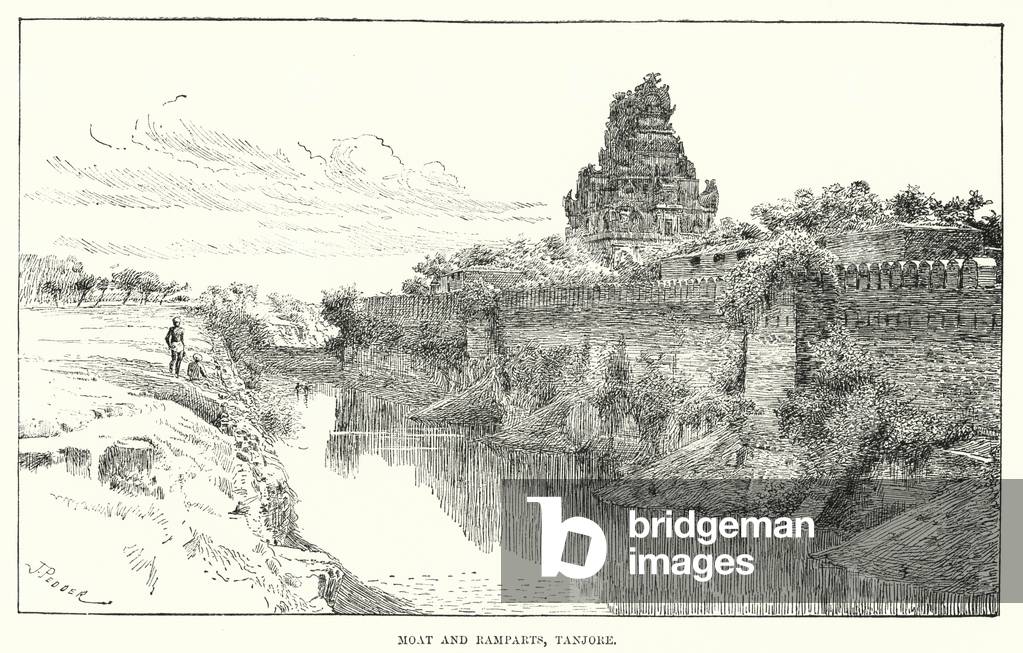 India: Moat and Ramparts, Tanjore (engraving)