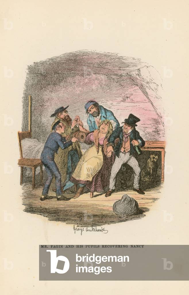 Illustration for Oliver Twist (colour litho)