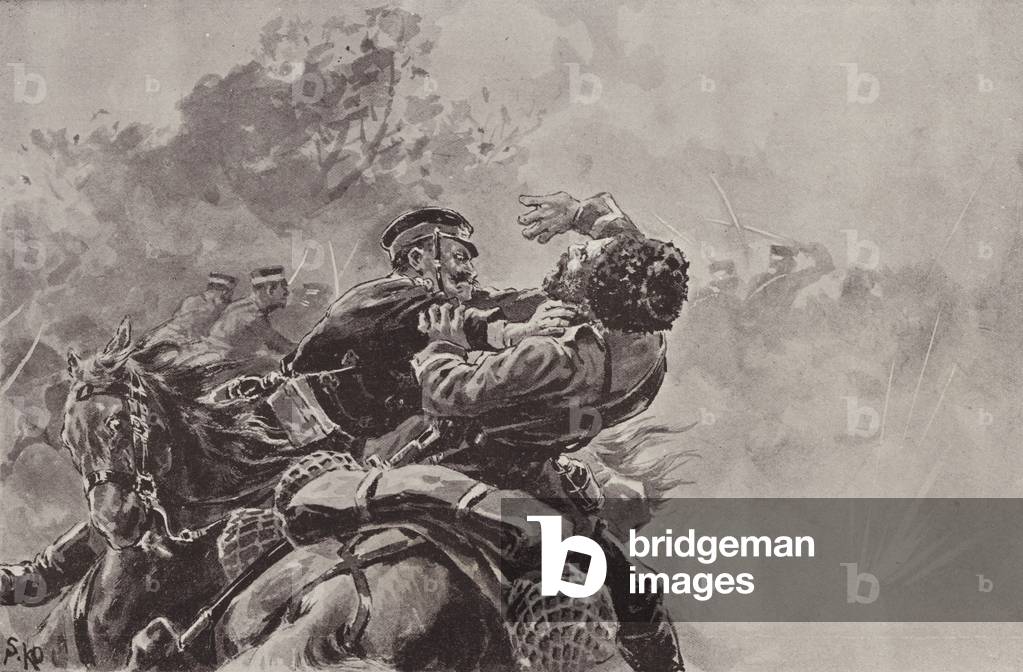 A Single Combat between Japanese and Russian Troopers (litho)