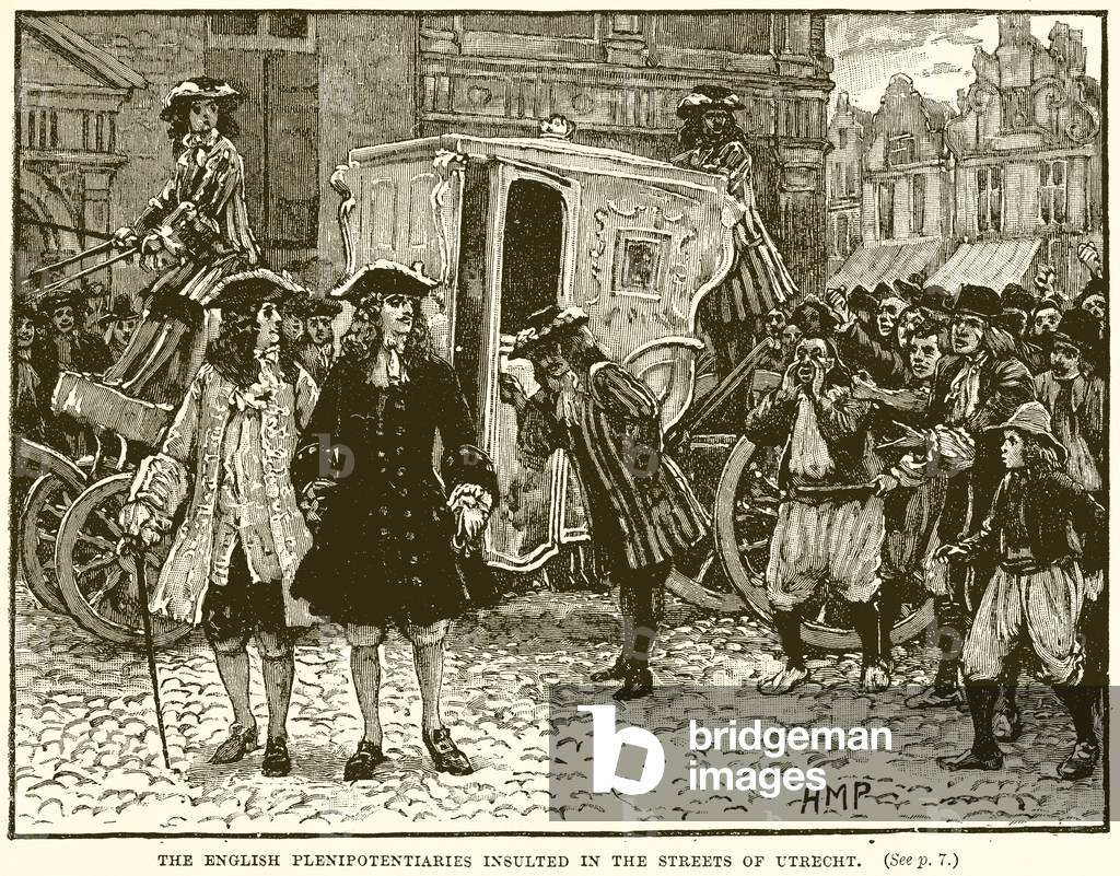 The English Plenipotentiaries insulted in the Streets of Utrecht (engraving)
