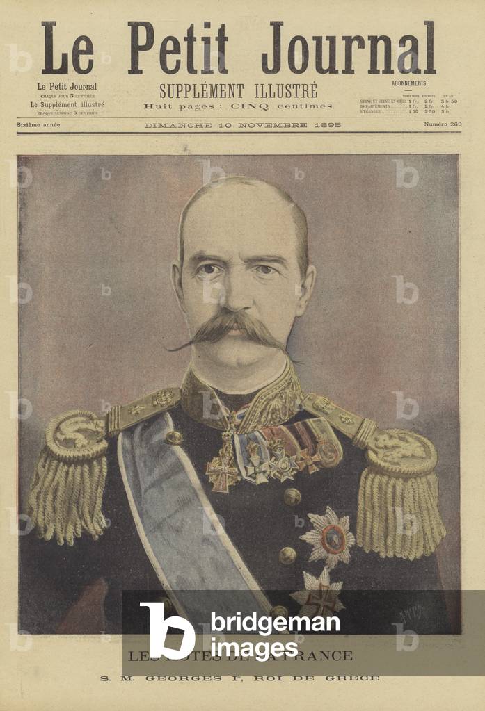 Royal visitors to France: George I, King of Greece (colour litho)
