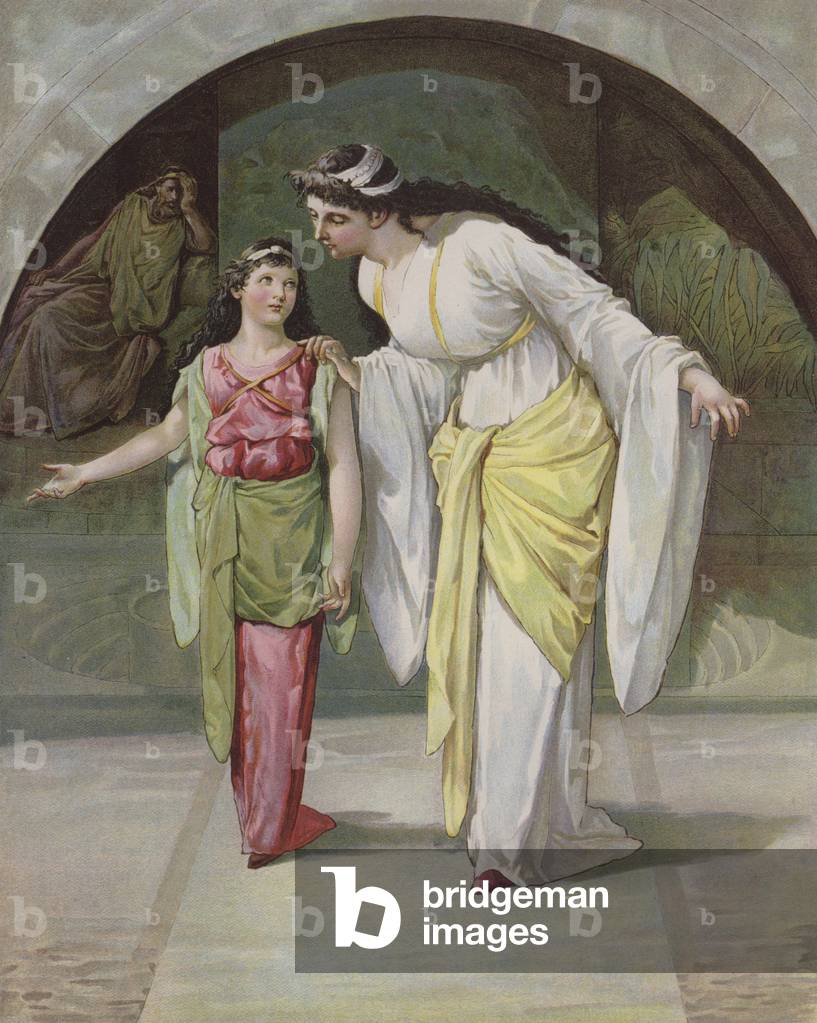 The Captive Maid and Naaman's Wife (colour litho)