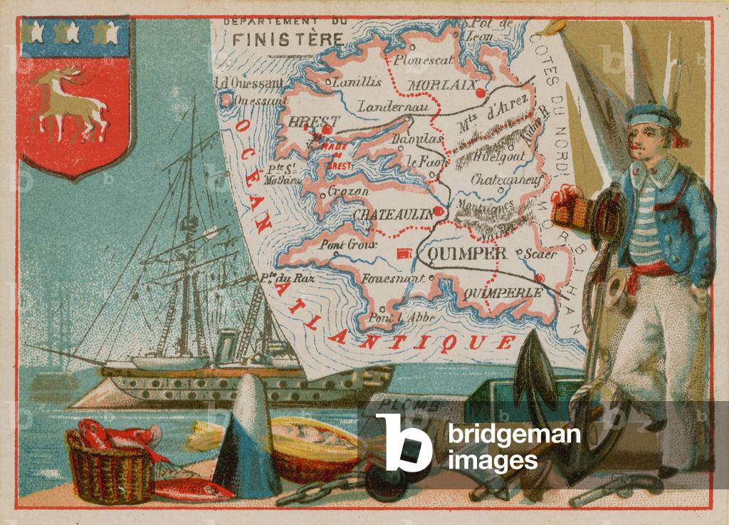 Department of Finistere in western France (chromolitho)