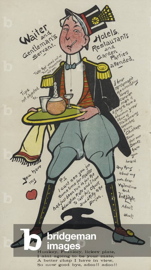 Waiter and gentlemans servant (colour litho)