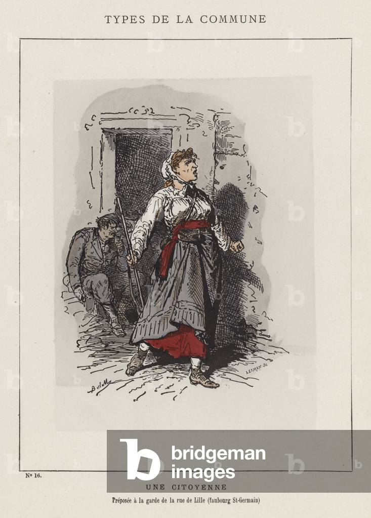 Une Citoyenne, Preposee a la garde de la rue de Lille, faubourg St-Germain (coloured engraving)