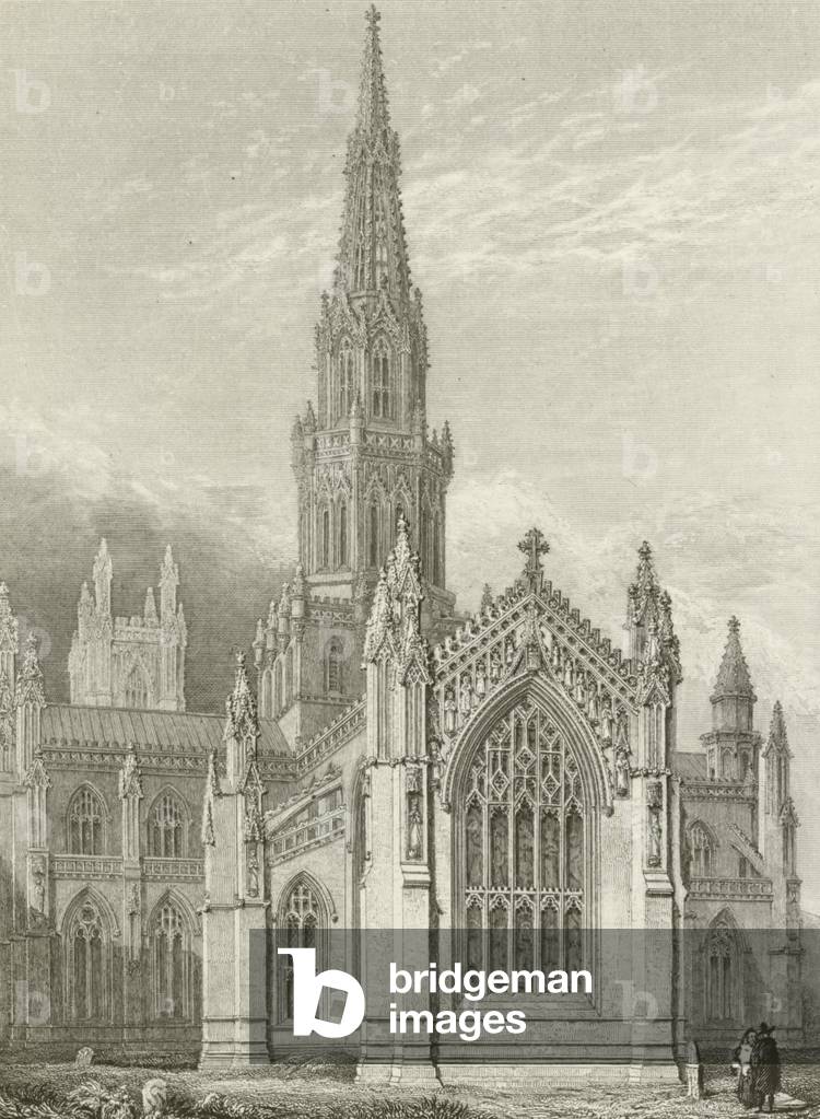 Melrose Abbey, restored (engraving)