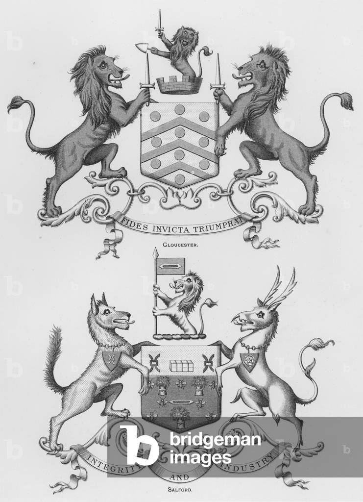 Public arms: Gloucester; Salford (engraving)