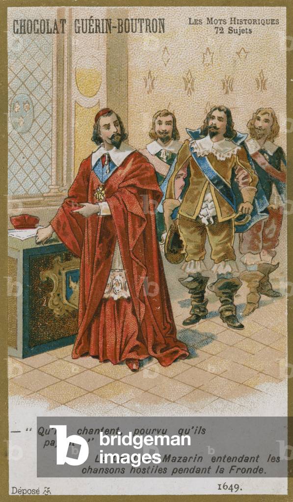 Chocolat Guerin-Boutron trade card, Historic Words series (chromolitho)