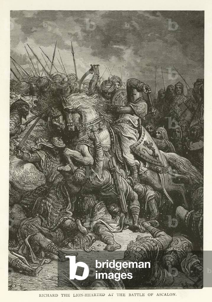 Richard the Lion-hearted at the Battle of Ascalon, 1192 (engraving)