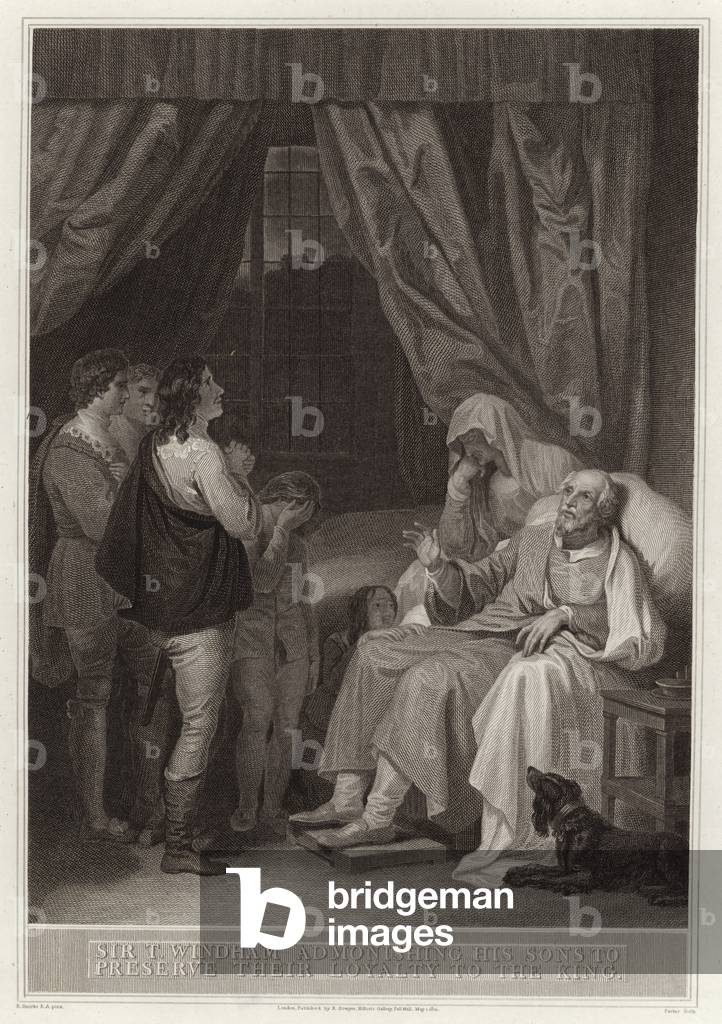 Sir T Windham Admonishing his Sons to preserve their Loyalty to the King (engraving)