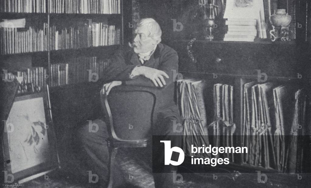 Edmund De Goncourt in his Study (b/w photo)