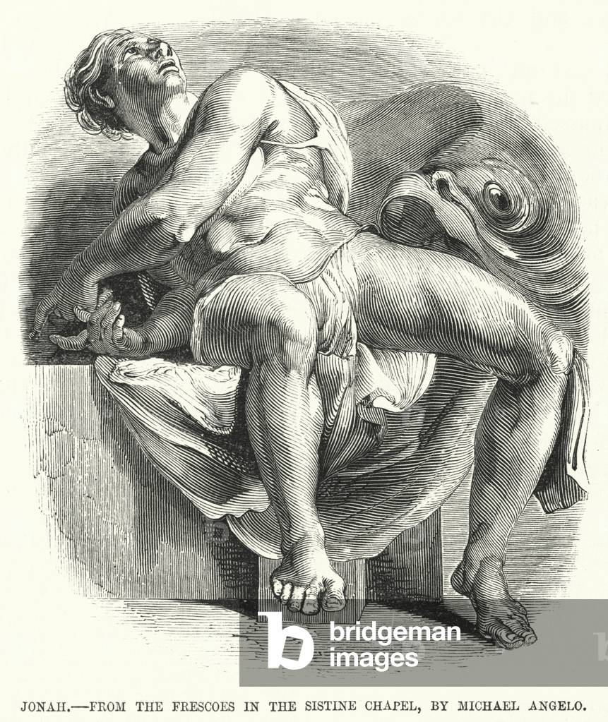 Jonah, from the Frescoes in the Sistine Chapel, by Michael Angelo (engraving)