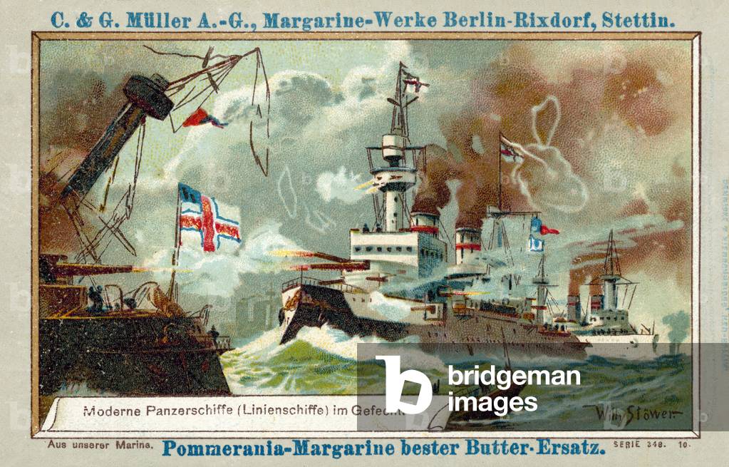 Modern ironclads in combat (chromolitho)