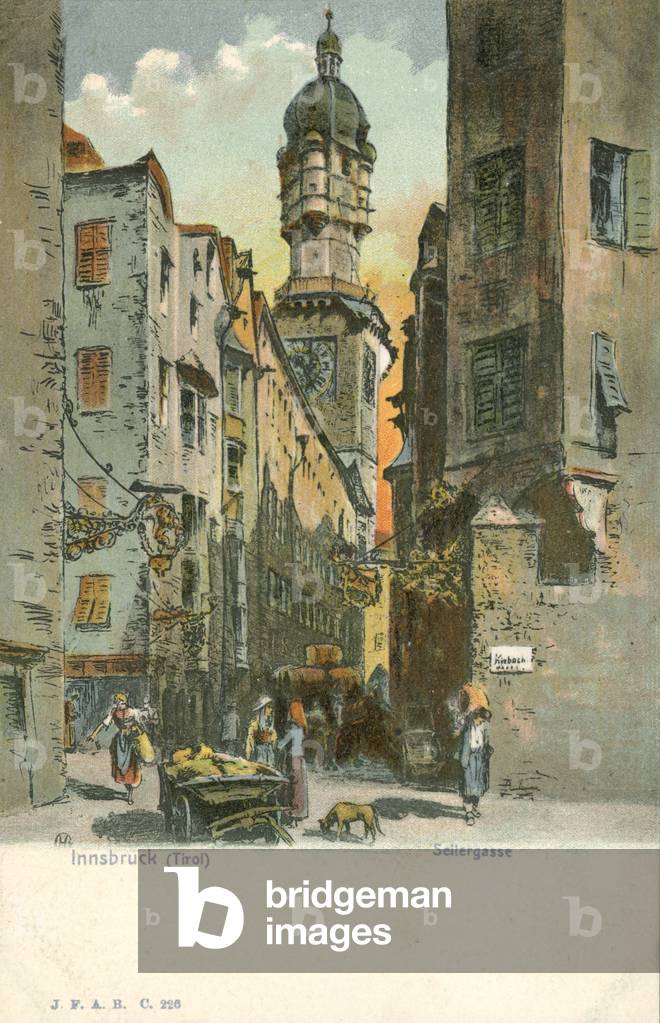 Seilergasse, Innsbruck, Tyrol, Austria (chromolitho)