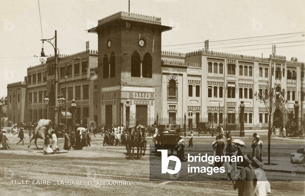 Le Caire, La Gare D'Alexandrie (b/w photo)