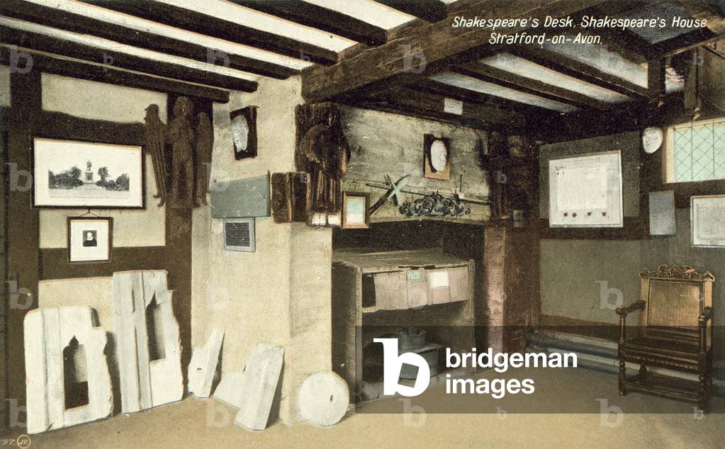 Shakespeare's Desk, Shakespeare's House, Stratford-on-Avon (colour photo)