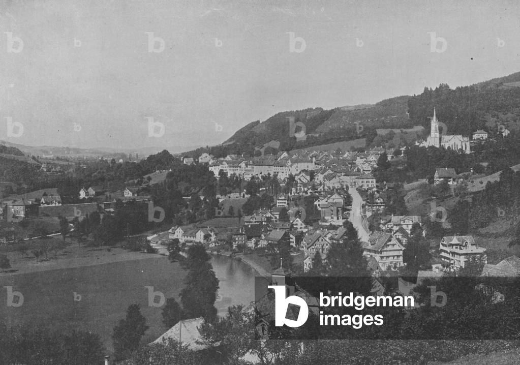 Lichtensteig, Toggenbourg, Canton de Saint-Gall (b/w photo)