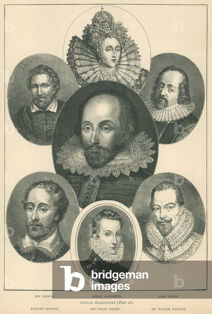 William Shakespeare and his contemporaries (engraving)
