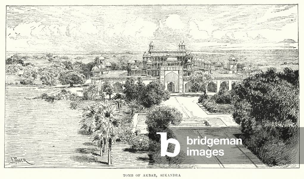 India: Tomb of Akbar, Sikandra (engraving)