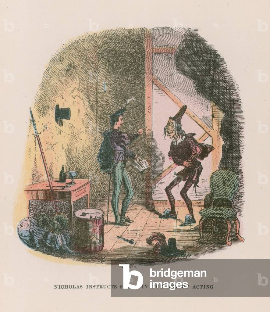 Illustration for Nicholas Nickleby (colour litho)