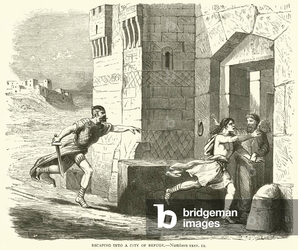 Escaping into a City of Refuge, Numbers, xxxv, 11 (engraving)