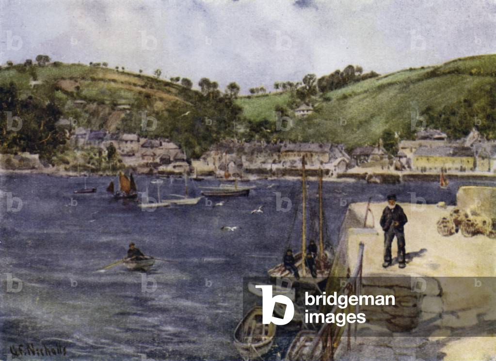 Flushing, from Falmouth (colour litho)